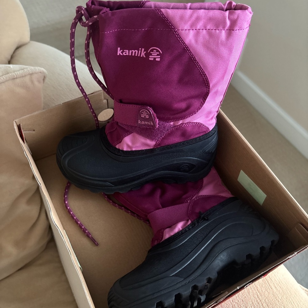 Kamik Pink and Black Kids Snow Boots Size 12M